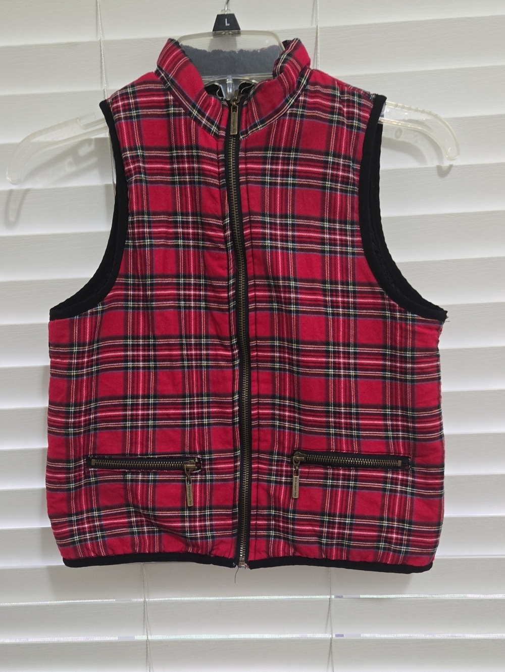 Copper Key Red Plaid Puffer Vest Women’s Medium Quilted Zip Front